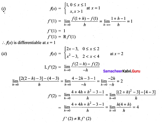 Samacheer Kalvi 11th Maths Solutions Chapter 10 Differentiability and Methods of Differentiation Ex 10.1 27