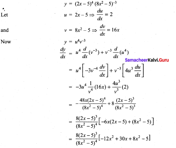 Samacheer Kalvi 11th Maths Solutions Chapter 10 Differentiability and Methods of Differentiation Ex 10.3 11