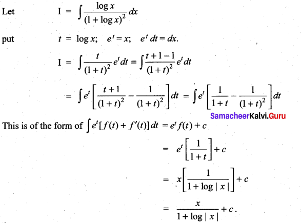 Samacheer Kalvi 11th Maths Solutions Chapter 11 Integral Calculus Ex 11.9 7