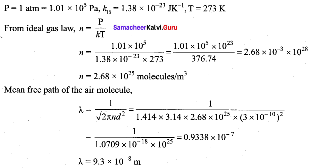 Samacheer Kalvi 11th Physics Solutions Chapter 9 Kinetic Theory of Gases 60