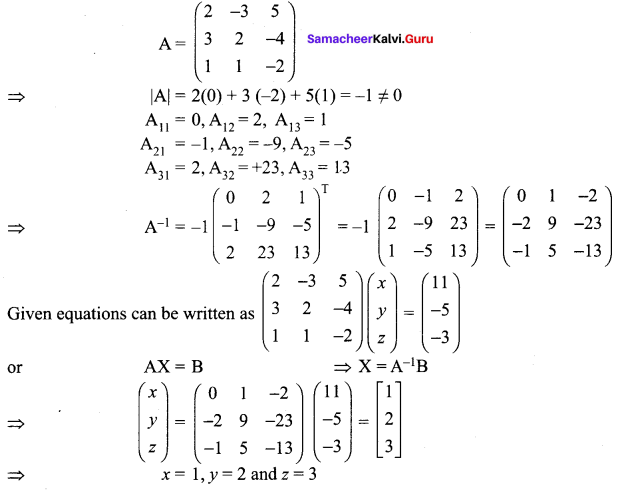 Samacheer Kalvi 12th Maths Solutions Chapter 1 Applications of Matrices and Determinants Ex 1.3 66