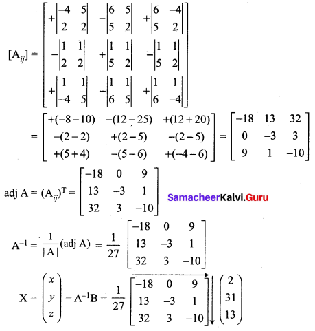 Samacheer Kalvi 12th Maths Solutions Chapter 1 Applications of Matrices and Determinants Ex 1.3 Q1.5