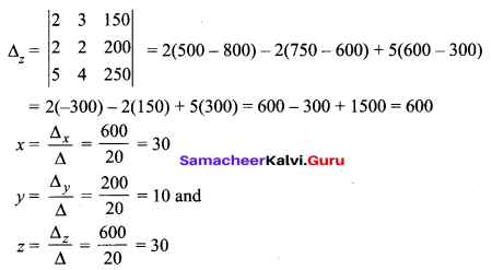 Samacheer Kalvi 12th Maths Solutions Chapter 1 Applications of Matrices and Determinants Ex 1.4 Q5.1
