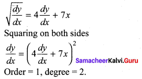 Samacheer Kalvi 12th Maths Solutions Chapter 10 Ordinary Differential Equations Ex 10.1 7