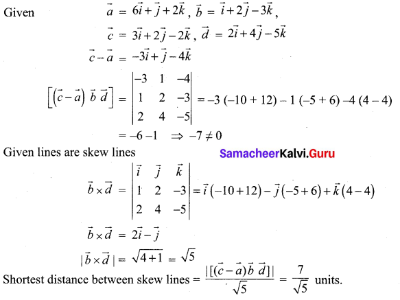 Samacheer Kalvi 12th Maths Solutions Chapter 6 Applications of Vector Algebra Ex 6.5 5