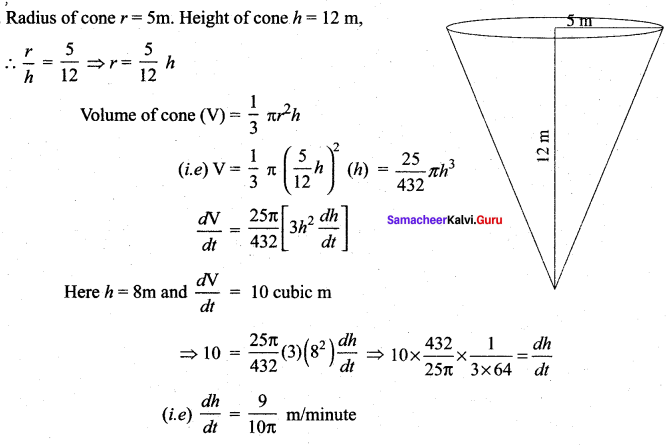 Samacheer Kalvi 12th Maths Solutions Chapter 7 Applications of Differential Calculus Ex 7.1 11
