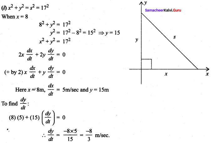 Samacheer Kalvi 12th Maths Solutions Chapter 7 Applications of Differential Calculus Ex 7.1 12