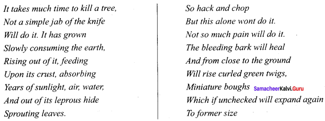 Samacheer Kalvi 9th English Solutions Poem Chapter 3 On Killing a Tree 1