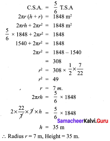 Samacheer Kalvi 10th Maths Chapter 7 Mensuration Ex 7.1 2