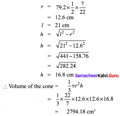 Samacheer Kalvi 10th Maths Chapter 7 Mensuration Unit Exercise 7 11