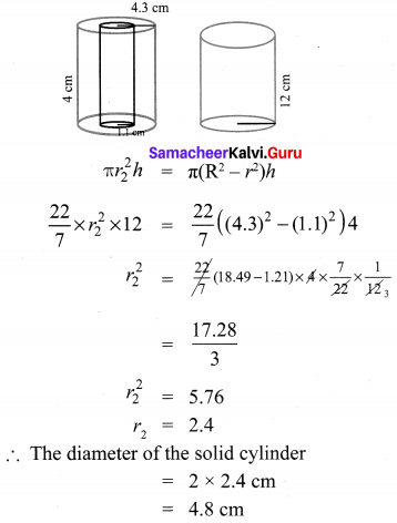 Samacheer Kalvi 10th Maths Chapter 7 Mensuration Unit Exercise 7 6