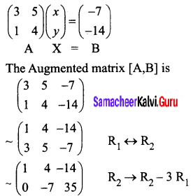 Samacheer Kalvi 12th Business Maths Solutions Chapter 1 Applications of Matrices and Determinants Additional Problems 5