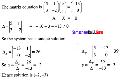 Samacheer Kalvi 12th Business Maths Solutions Chapter 1 Applications of Matrices and Determinants Additional Problems 6