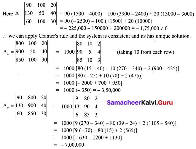 Samacheer Kalvi 12th Business Maths Solutions Chapter 1 Applications of Matrices and Determinants Miscellaneous Problems 9