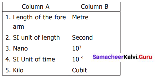 Samacheer Kalvi 6th Science Solutions Term 1 Chapter 1 Measurements 1